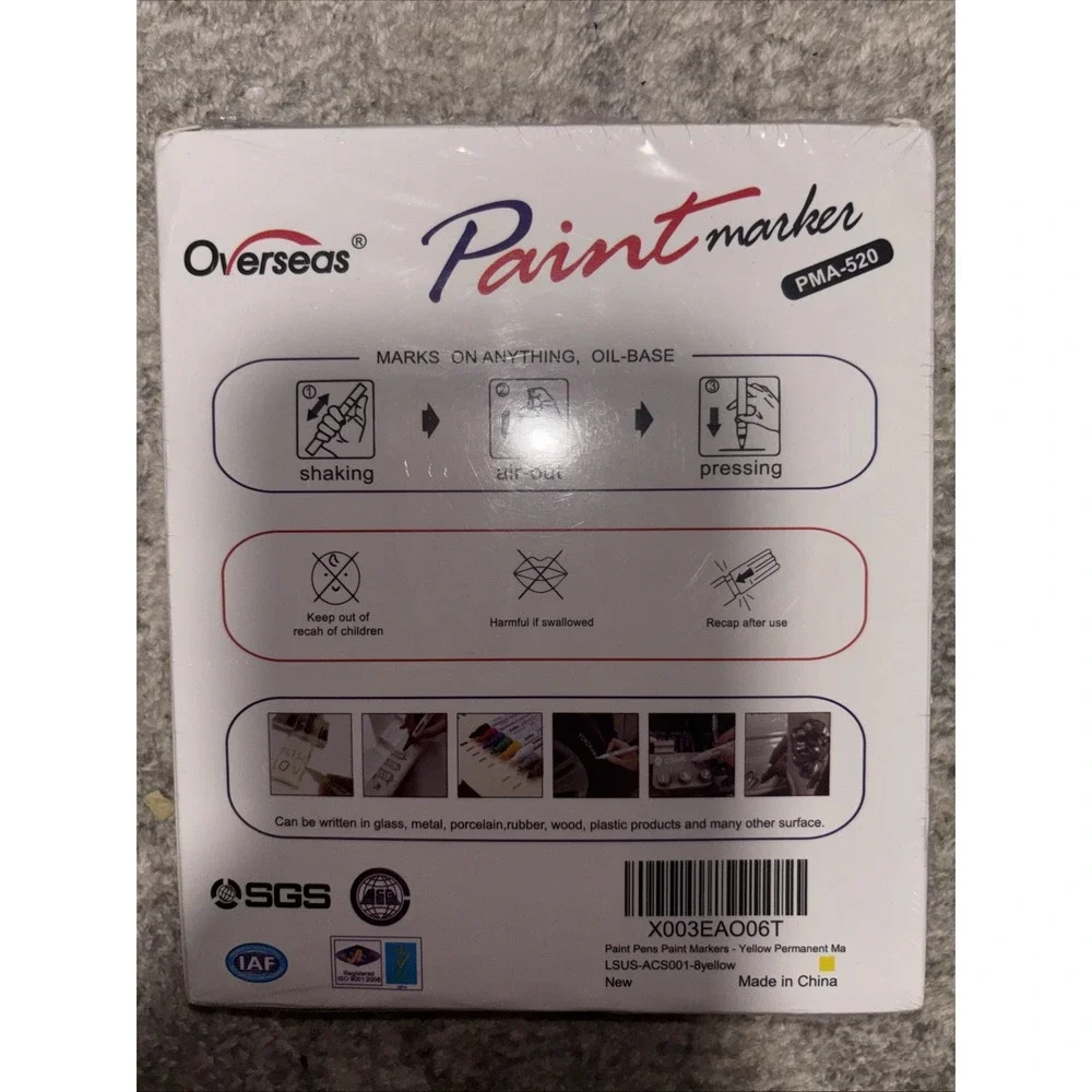 Yellow Paint Pen Permanent Paint Markers - 8 Oil Based Paint Pens, Medium Tip,
